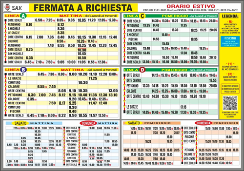 ORARIO ESTIVO 2025 Trasporto Pubblico Locale